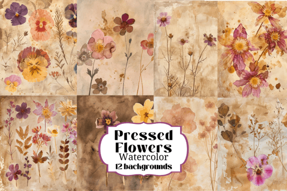 12 Pressed Flowers Watercolor Background: Elevate Your Designs