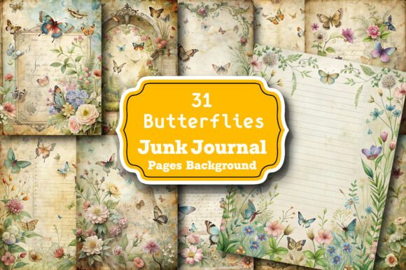 Butterflies Junk Journal Pages: Infusing Artful Charm into Every Project