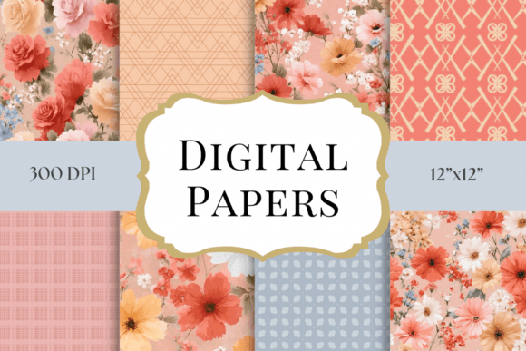 Coral Peach Floral Digital Papers: A Spring Aesthetic