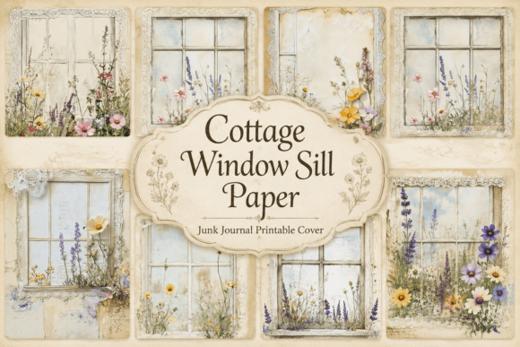 Cottage Window Sill Paper: A Digital Collection for Cozy Crafts