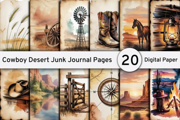 Cowboy Desert Junk Journal Pages: Unleash Western Design
