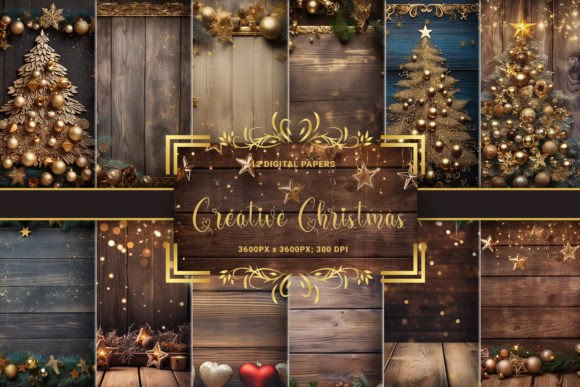 Creative Christmas 12 Digital Papers for Holiday Design
