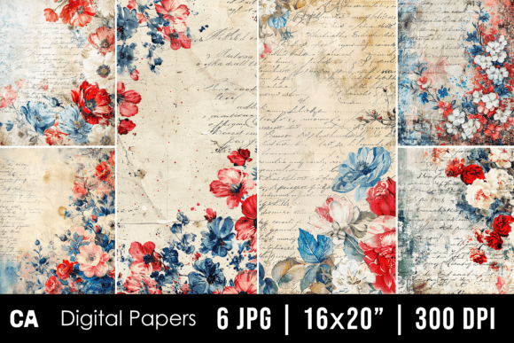 Designing with Vintage Patriotic Floral Journal Pages