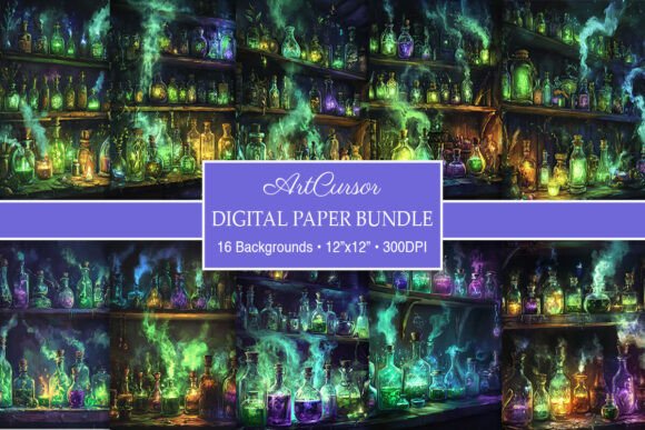 Magical Fantasy Witch Apothecary Papers for Creative Projects