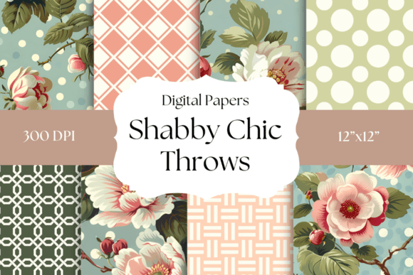 Shabby Chic Throws Digital Papers for Elegant Designs
