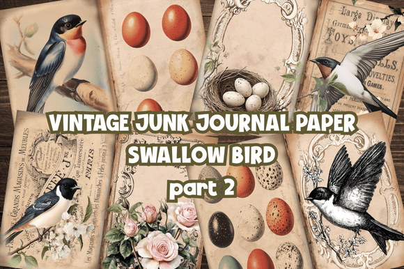 Timeless Appeal: Vintage Junk Journal Paper Bird Swallow