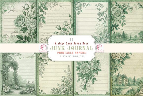 Timeless Elegance: Styling with a Vintage Sage Green Rose Junk Journal
