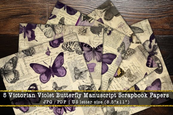 Victorian Violet Butterfly Scrapbook Set: Vintage Charm for Modern Makers