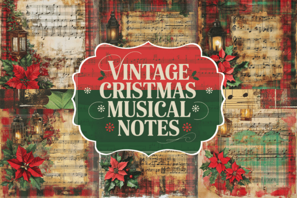 Vintage Christmas Musical Notes: A Festive Design Asset