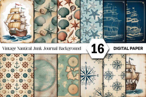 Vintage Nautical Junk Journal Background: Timeless Digital Papers