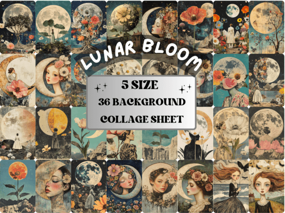 Whimsy Lunar Bloom Collage Paper: Elevate Your Mixed Media